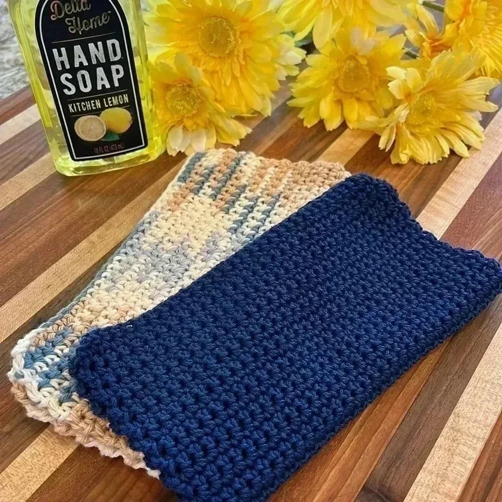 100% Cotton Handmade Washcloths - Set of 2